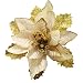 NOVELTY GIFTS1 Christmas Glitter Poinsettia Christmas Tree Ornaments Pack of 12 (Gold)