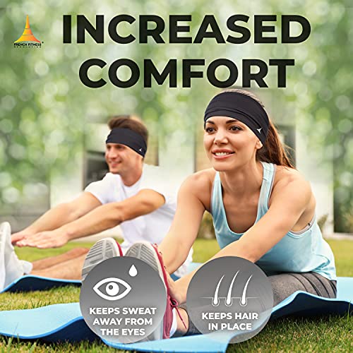 French Fitness Revolution - Bandeau Anti-Transpiration pour Homme et Femme - Serre-Tête Extensible Anti-Humidité pour Sport, Running, Cyclisme, Fitness et Yoga - Noir Américain - Image 4