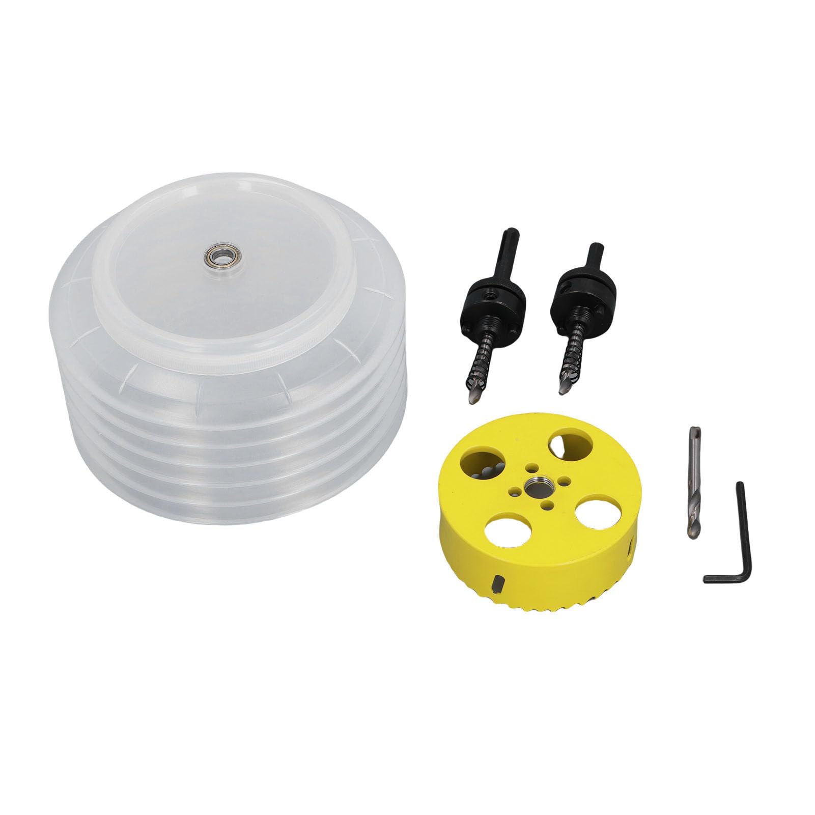 6 1 Taglierina per Fori da 4 Pollici con Ciotola per la Polvere Set di Seghe a Tazza Bimetalliche da 160 Mm HSS per Illuminazione da Incasso Include 2 Perni Chiave per Punte da Trapano per