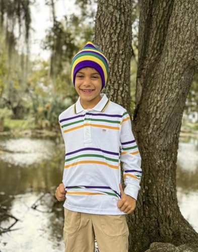 White Infinity Youth Long Sleeve Mardi Gras Polo3