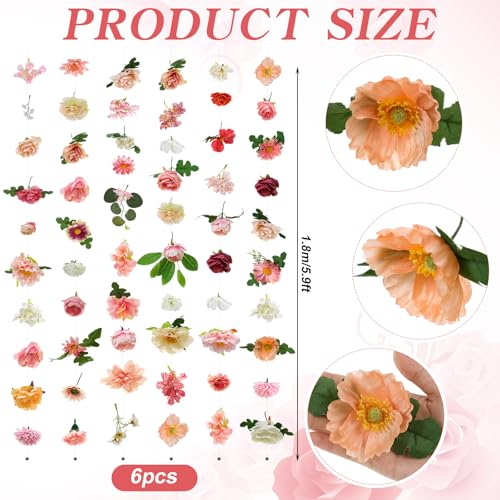 Image of Suncalla 12 Pcs 70.8 ft Wildflower Garland Pre Strung Artificial Hanging Flower Vine Backdrop Decor from Ceiling Floating Silk Floral Garland for Garden Wedding Bridal Shower(Blossom,Multicolor)