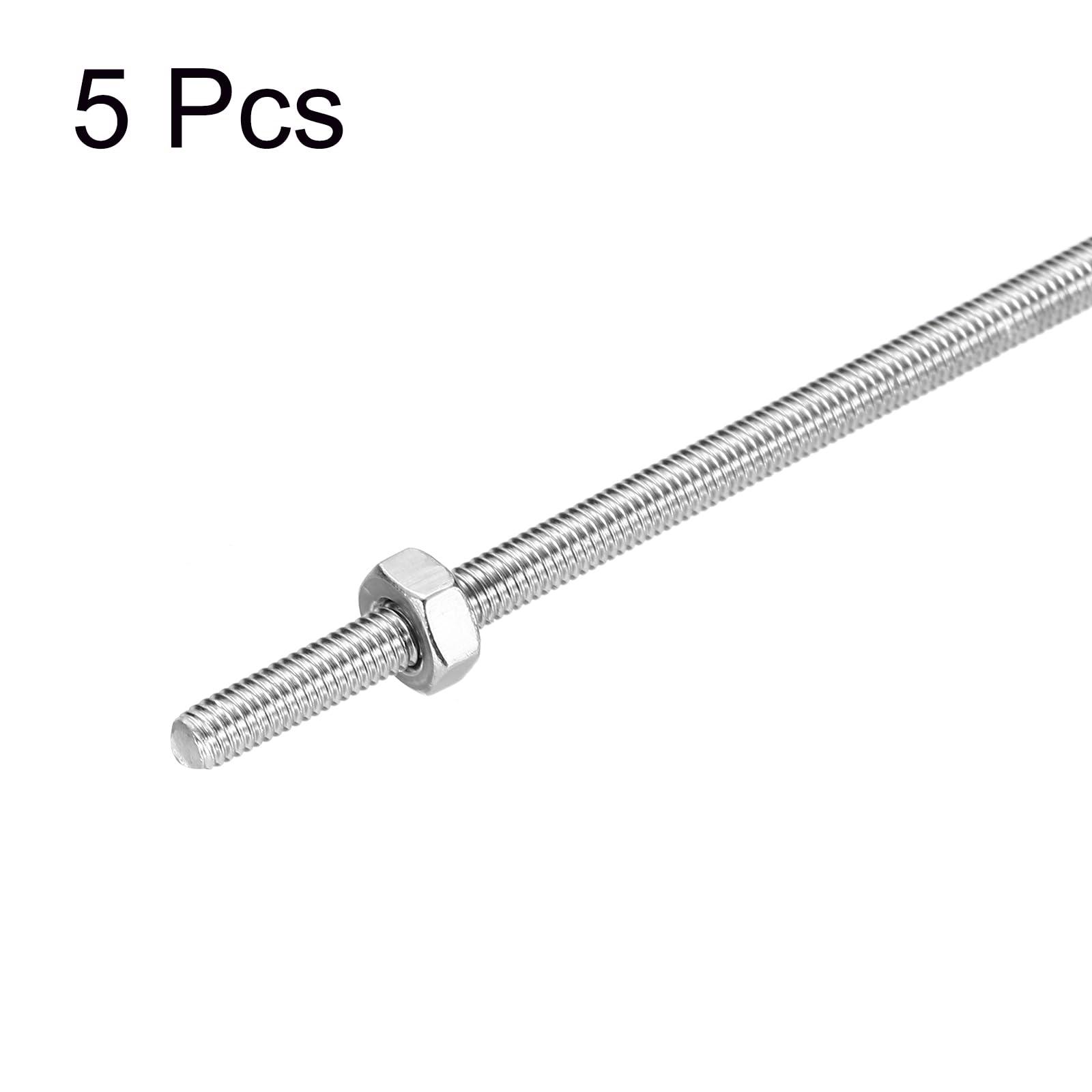 QUARKZMAN Wrzeciono z pełnym gwintem M4 x 100 mm 0,7 mm skok gwintu 304 stal szlachetna pręty z gwintem prawym ze śrubami zestaw 6 sztuk