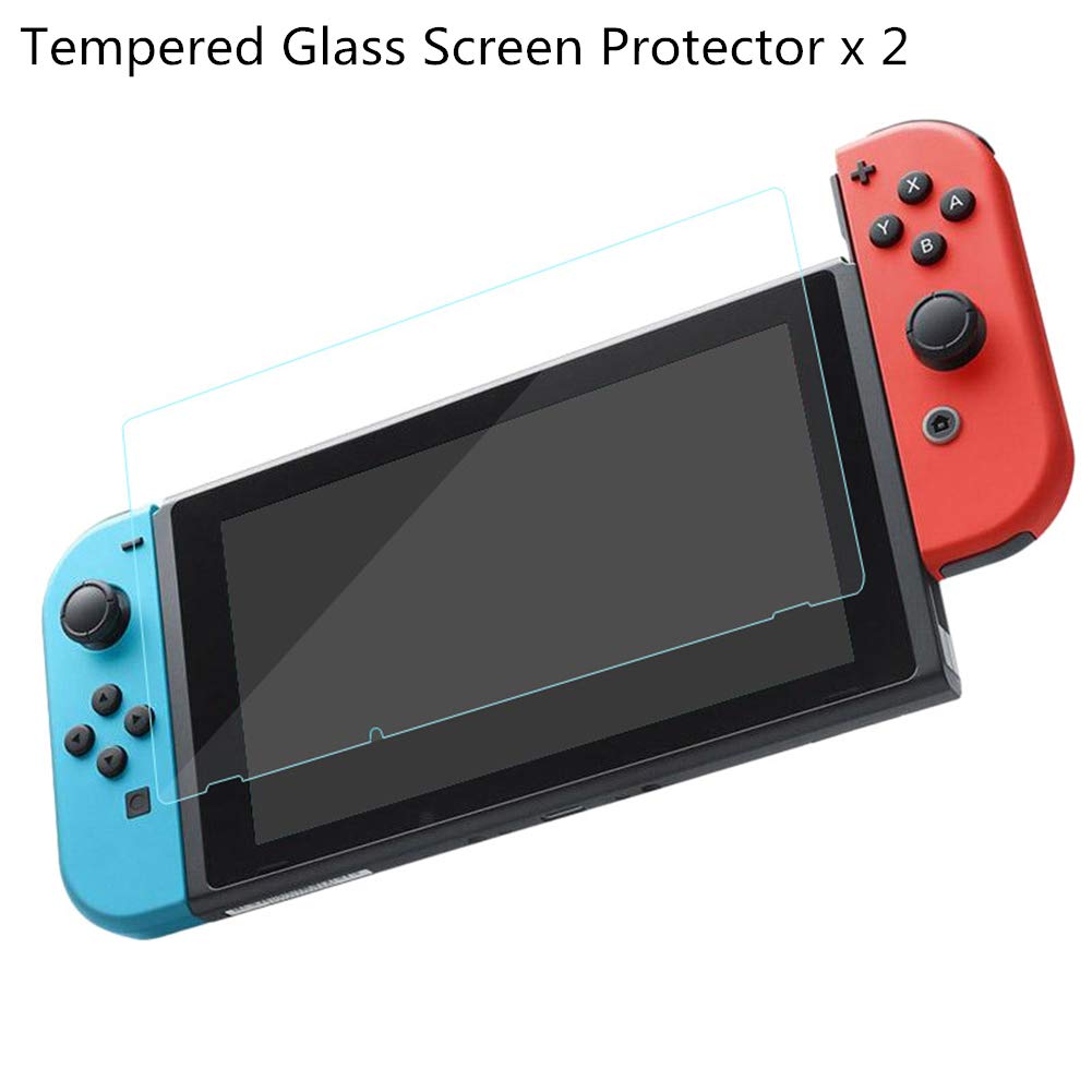 SOYAN Carry Case & Screen Protectors Compatible with Nintendo Switch (Black)