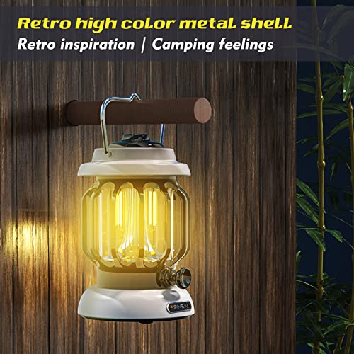 Pinsai Led Camping Lantern,Rechargeable Retro Metal Camp Light,Battery Powered Hanging Vintage Lamp ,Portable Waterpoor Outdoor Tent Bulb, Emergency Lighting For Power Failure,Outages #TOP6