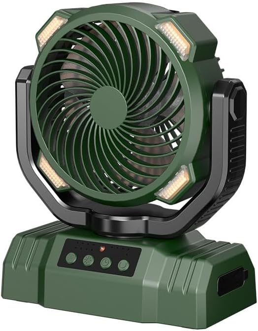 Portable Outdoor Fan with 3 Brightness LED Light - 360° Adjustable, Essential Oil Diffuser, Foldable Hook Design,Orange