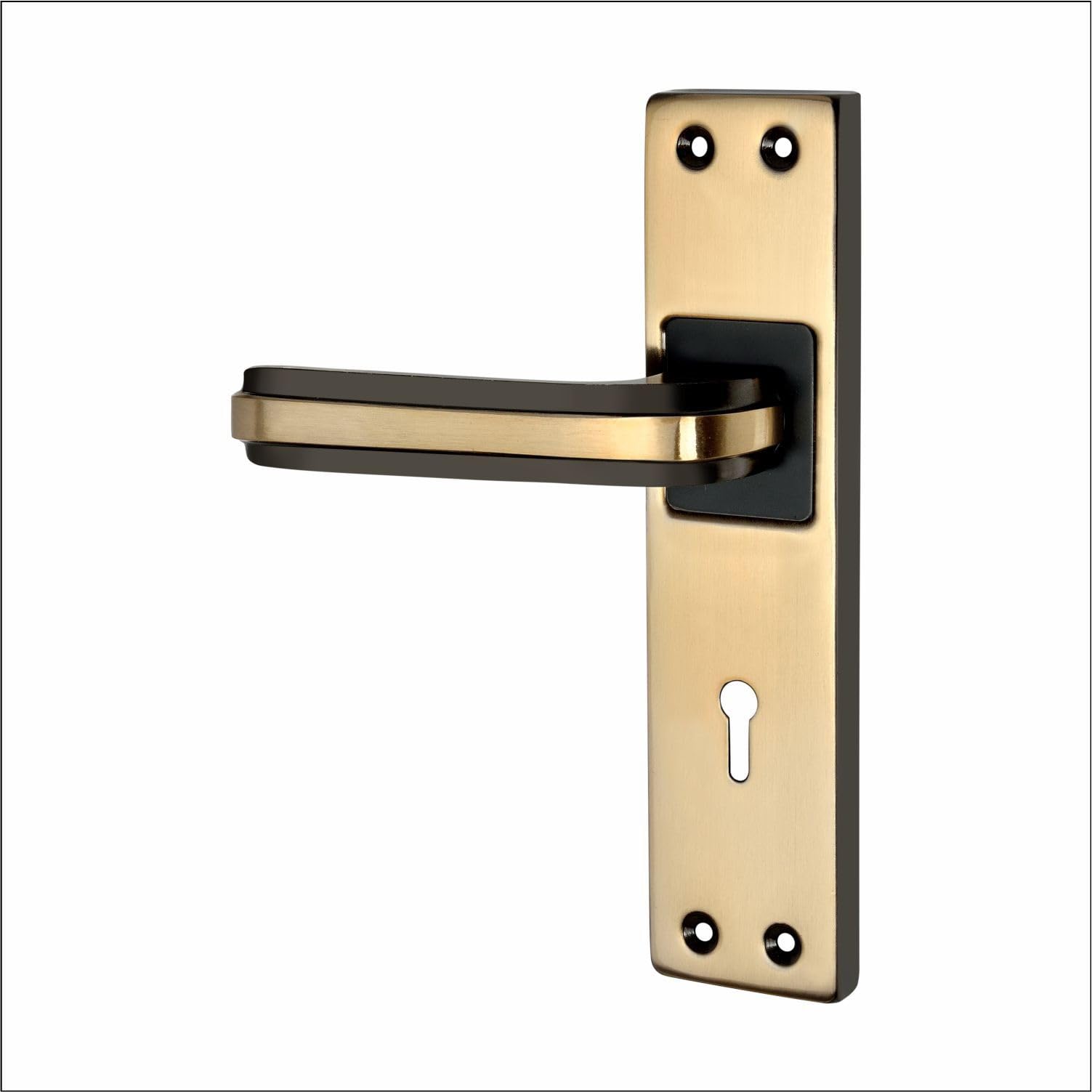 Milton Iron MHI-Liner Black.Gold 7 Inch Iron Mortise Lock Set with Lock Handle,Finish, Black Gold 175 mm x 40 mm Plate, 100mm Handle Length, Includes Keys and Screws — Amazon image 3