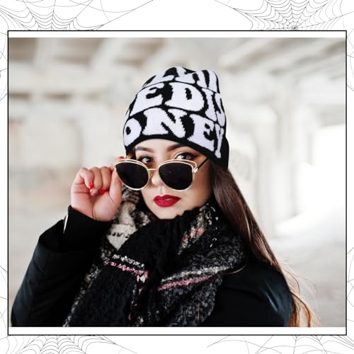 Image of Ramede 4 Pcs Y2k Beanie - Double Sided Graphic Beanies for Men and Women, Acrylic Knitted Y2k Hats Accessories