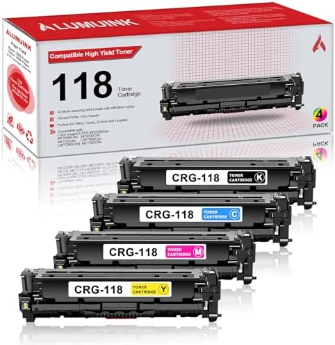 118 Toner Cartridge Set - 4 Pack CRG 118 Replacement for Canon 118 CRG118 Toner Cartridge 2660B015AA for Imageclass MF8580Cdw MF8380Cdw MF8350Cdn MF726Cdw LBP622Cdw MF641Cw Printer (1BK/1C/1M/1Y)