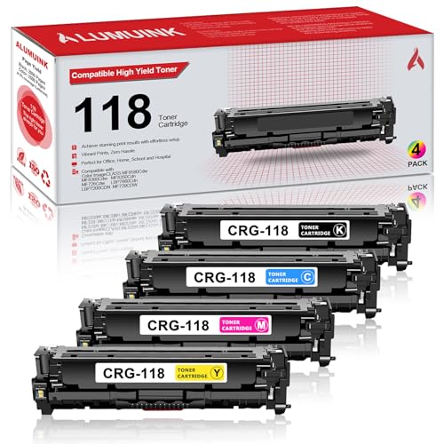118 Toner Cartridge Set 4-Pack CRG 118 CRG118 Cartridges 1BK/1C/1M/1Y