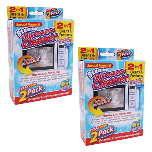 White Hinge 4X Microwave Steam Cleaning Packs Fast Acting Degreaser Fat Stain Remover Cleaner