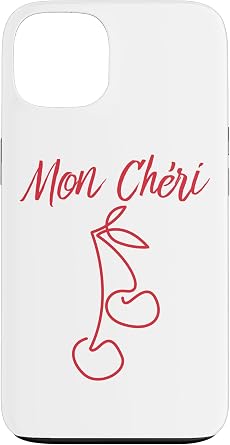iPhone 13 French Mon Cheri or My Dear with a Line Drawing of Cherries Case