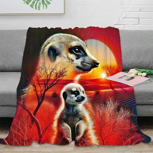 Plaid Meerkat en microfibre premium, couverture chaude douce 3D - 2