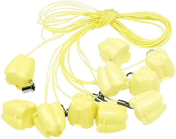 Teeth Storage Box, YOUYA DENTAL Lovely Baby Milk Tooth Organizer Teeth Save Box Container with Necklace Case Gift for Kids Children-Yollow(10 Pieces)