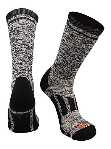 TCK Heathered Crew Socks (Black/White, X-Large)