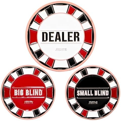 JIESITE Texas Hold'em Metal Dealer Buttons Set Cover