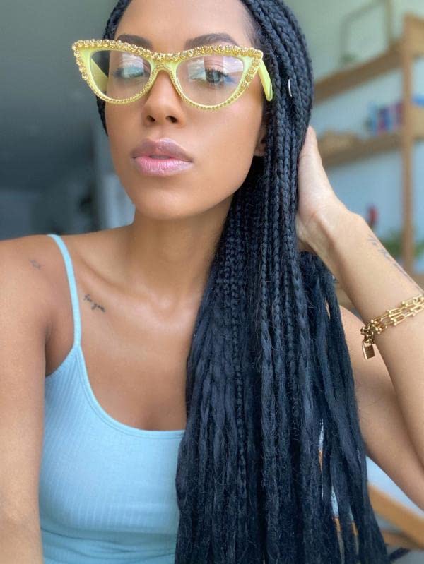 Image of VOOGLAM Stylish Rhinestone Cat Eye Blue Light Glasses for Women Anti Eyestrain Dry Eyes Eyewear Cathleen