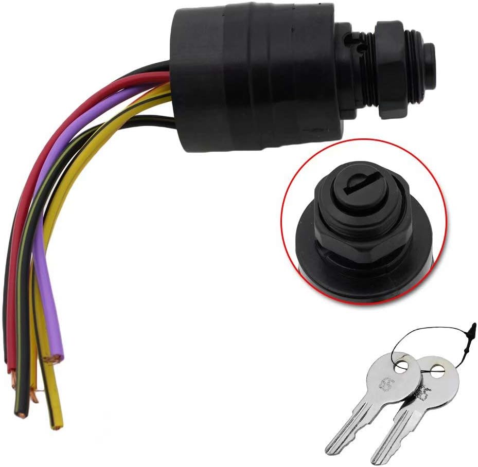 Boat Ignition Switch with Key Replacement for Mercury, Replace Boat Engine Ignition Switch with 2 Keys 3 Position 6 Wire Connectors for 87-88107A5
