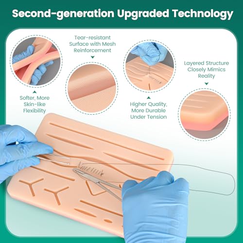 Image of Ultrassist Suture Practice Pad with Embedded Mesh, 3-Layer Silicone Suture Training Pad for Medical Student, Veterinary Training
