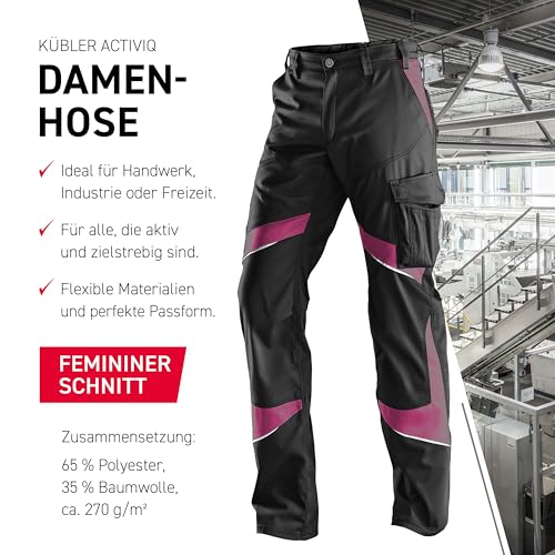 KÜBLER Workwear | KÜBLER ACTIVIQ Arbeitsdamenhose | schwarz/pink | Größe 38
