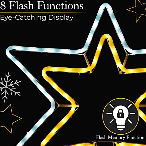 CHRISTOW Star Christmas Light Outdoor Decoration, Energy Efficient LED Rope Light, Flashing Wall Mountable Silhouette, Mains Operated, 82cm (Warm White & White)