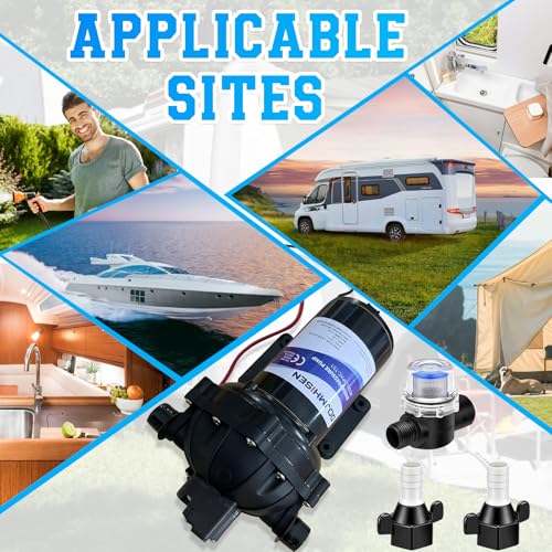 Image of RV Water Pump,6.5GPM 70PSI 12V DC Fresh Water Pump, Five Chamber Self-Priming Diaphragm Water Pump,Water Pressure Pump with Pressure Switch,for RV, Garden, Yacht, Camping，Marine.