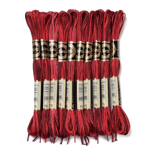 Image of FASHEWELRY 10 Skeins Dark Red Embroidery Floss Friendship Bracelet String Threads 6-Ply 0.5mm Cross Stitch Embroidery Thread for Sewing Bracelet Making Stitching Crafts