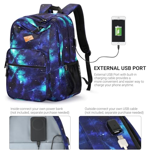 Image of ZORFIN 36L Backpack for College, and Travel: Water Resistant Bookbag with 8 Compartments - Cyberspace Galaxy
