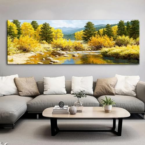 Peinture sur toile de paysage pour salon déco grand format arbre naturel et ciel zen
