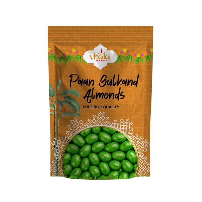 Image of Vbalaa Paan Gulkand Almonds 300gm | A Refreshing Paan Flavor Coated Almonds | 100% Natural & Pure | No Added Preservatives & Colors | Rich in Nutrition | Ideal for Snacking & Gifting