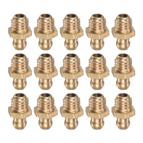 Image of HARFINGTON 15pcs Brass Straight Grease Fitting M8x1.25mm Metric Thread Hydraulic Grease Nipple Accessories for Car