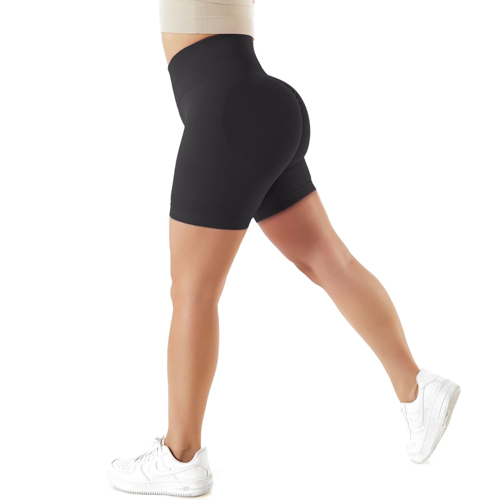 Pantaloncini Sportivi Donna Vita Alta In Microfibra – Push Up, Senza Cuciture, Perfetti Per Yoga, Corsa E Palestra