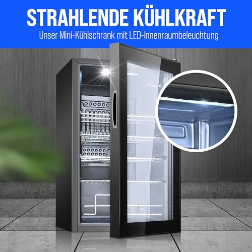 Bomann® Getränkekühlschrank | 63 Liter | stufenlos regelbar +3–10°C | Flaschenkühlschrank mit Glastür, 4 Ablagen & LED-Beleuchtung | leise, energieeffizient & kompakt | für Flaschen & Dosen | KSG 7287
