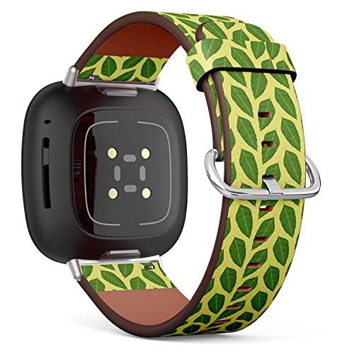 CJBROES Replacement Leather Watch Band, Compatible with Fitbit Versa 3 and Fitbit Sense of Wristband Bracelet Accessory - Color Set Decorative Green