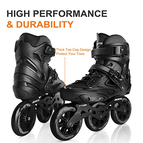 Image of Inline Skates for Men Women, 3 Wheels 110mm Blades Roller for Adult Male Female, Classic Outdoor Fitness Inline Speed Skates for Unisex (Black) Men10-11 /Women11-12 /29.5cm