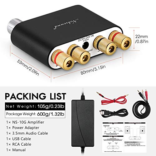 Nobsound NS-10G Mini Bluetooth 5.0 Digitaler Stereo Verstärker 100W HiFi Power Amp mit Netzteil...