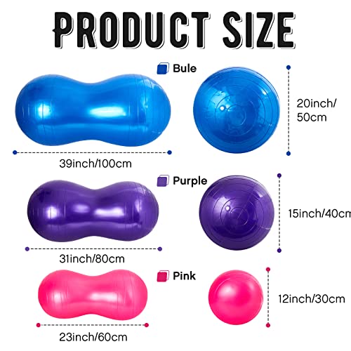 Image of Jexine Peanut Ball for Kids Therapy Anti-Burst Exercise Yoga Ball with Pump for Pregnancy Birth Exercise Physical Therapy, for Child Training