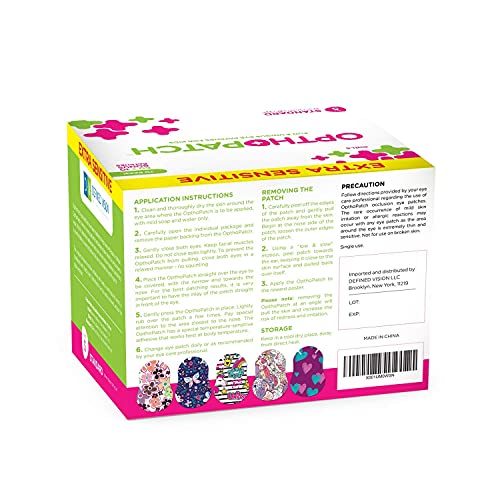 Tapa-olhos OpthoPatch para Crianças - desenhos de meninas [Série II] - 70 contagem + 2 Tabela de Rec