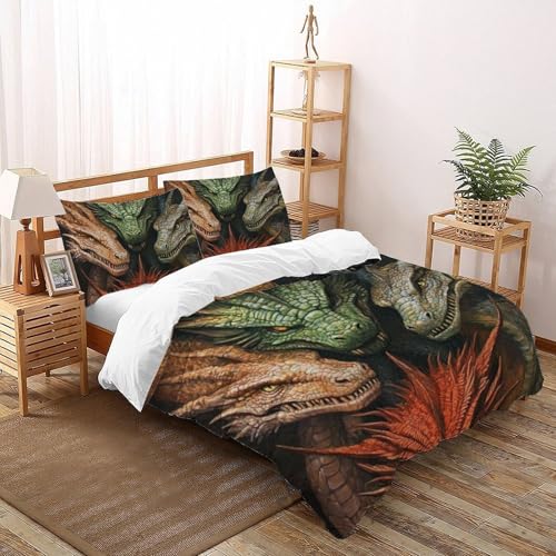 Housse de couette dragon imprimé 3D relief réaliste parure microfibre 200x200cm