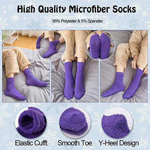 Image of LANLEO 5 /6 Pairs Womens Super Soft Fuzzy Plush Warm Winter Home Sleeping Slipper Socks