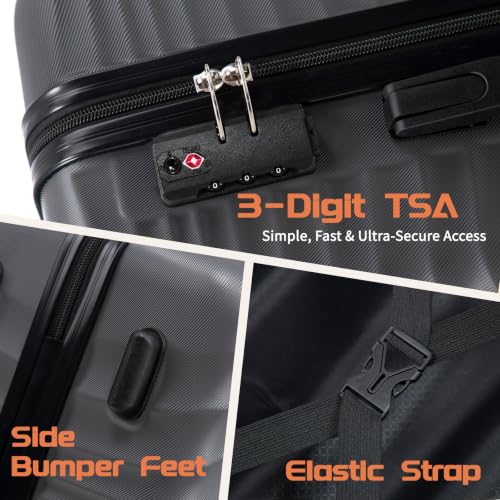 Image of Rosamo Luggage Sets 3 Piece, ABS Suitcase Set (20 /24 /28), Hardside luggage with Spinner Wheels, Travel Luggage,14x8x9 Airline Approved Carry on, Lightweight Luggage with High-Security Lock