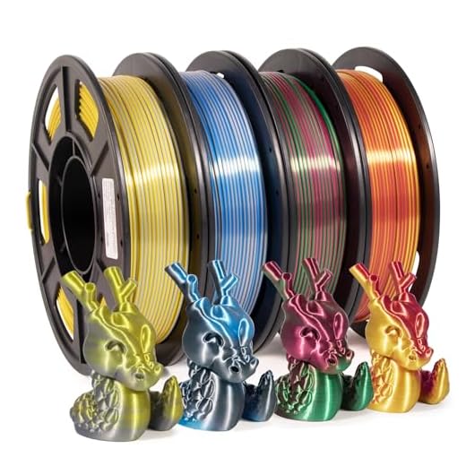 iSANMATE 3D Printer Filament, PLA Filament 1.75mm Bundle, Dual Color Filament Silk PLA, Dimensional Accuracy +/- 0.03 mm, 250g x 4 Pack(Gold+Red,Red+Green, Blue+Silver, Bronze+Silver)