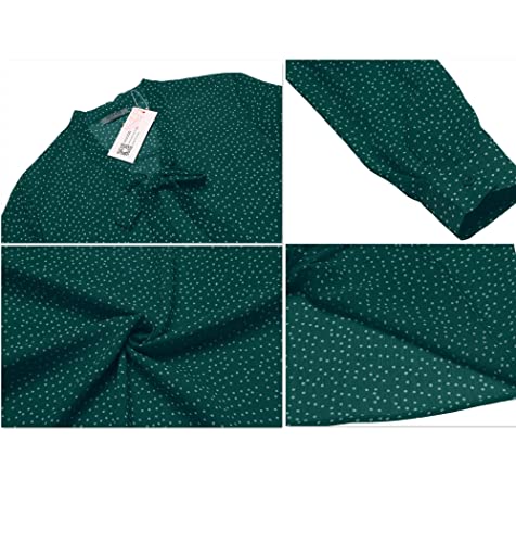 Acevog Tunic Tops For Women Ladies V Neckline Adjustable Tie Neck Basic Work Blouses Green, 3X-Large #TOP4