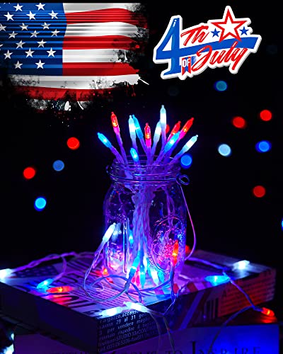 Red White Blue Battery Operated String Lights - 4Th Of July 2 Pack 18 Feet 50 Led Independence Day Decoration Waterproof Mini Lights With 8 Modes, Timer For Patriotic Xmas Holiday Party Outdoor Indoor #TOP6