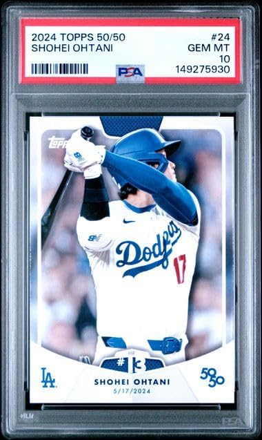 Graded Psa Gem Mint 10 Shohei Ohtani #24 Baseball Card 50/50 Home Run And Stolen Bases Club Dodgers 4 time Mvp Superstar. Celebrate Home Run #13 During His Record Setting Season