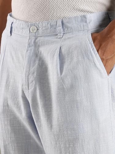 Image of Thomas Scott Men's | Stripes Printed | Premium Linen Blend | Slim Fit | Casual | Chinos | Trouser for Mens