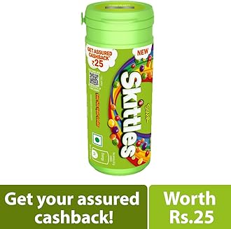 Skittles Sour Chewy Fruit Candy Tube, Bite Size Candies, Sour Fruity Flavours (Grape, Strawberry, Lemon, Orange and Apple), Pack of 8, 27.3 Grams