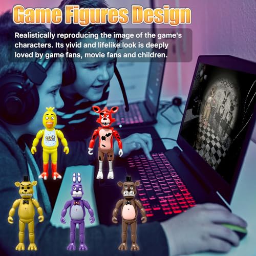 Action Figures Set, 5 Pcs Action Figures Toys, 5.5 Inches Movable Joints Collectible Toys Set with Light Gifts Cake Toppers for Video Games Fans Boys, Girls, Kids & Adults - Image 4