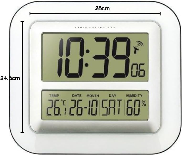 Dimensions of Technoline WS 8006 clock: 28 cm width, 24.5 cm height