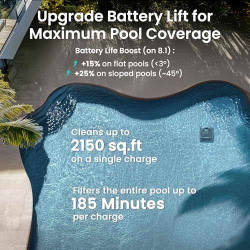 Image of AIPER Scuba X1 Cordless Pool Robot with Powerful Suction, Double Filtration and Wireless Charging Dock, Floor /Wall /Waterline Cleaning, 185 Mins Runtime for Above & In-Ground Pools, Dark