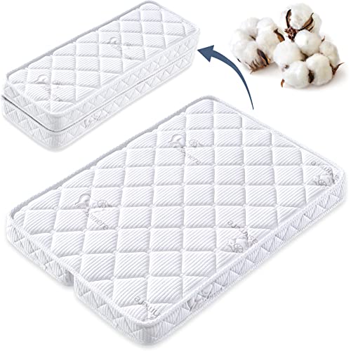 Image of Pack and Play Mattress - 38" x 26" x 3" - Premium Knitted Playpen Mattresses, Foldable Style, Safety Reinforced Play Yard Mattress - Fits for Graco & Baby Trend & Pamo Babe Playard…